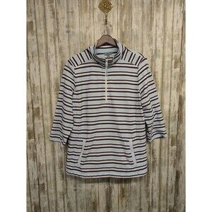 T by TALBOTS 1/4 Zip Pullover Kangaroo Pocket Mock Neck Cotton Textured 1X